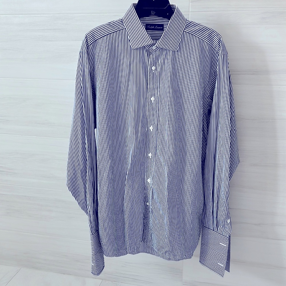 RALPH LAUREN Purple Label Mens Button Down  French Cuff Dress Shirt Sz 16.5